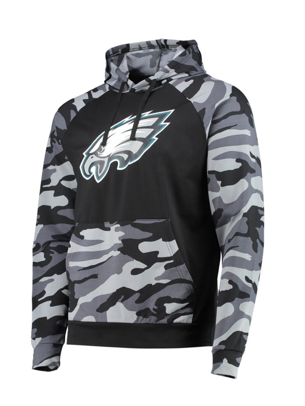 Men's FOCO Black Philadelphia Eagles Camo Raglan Pullover Hoodie - NWOT
